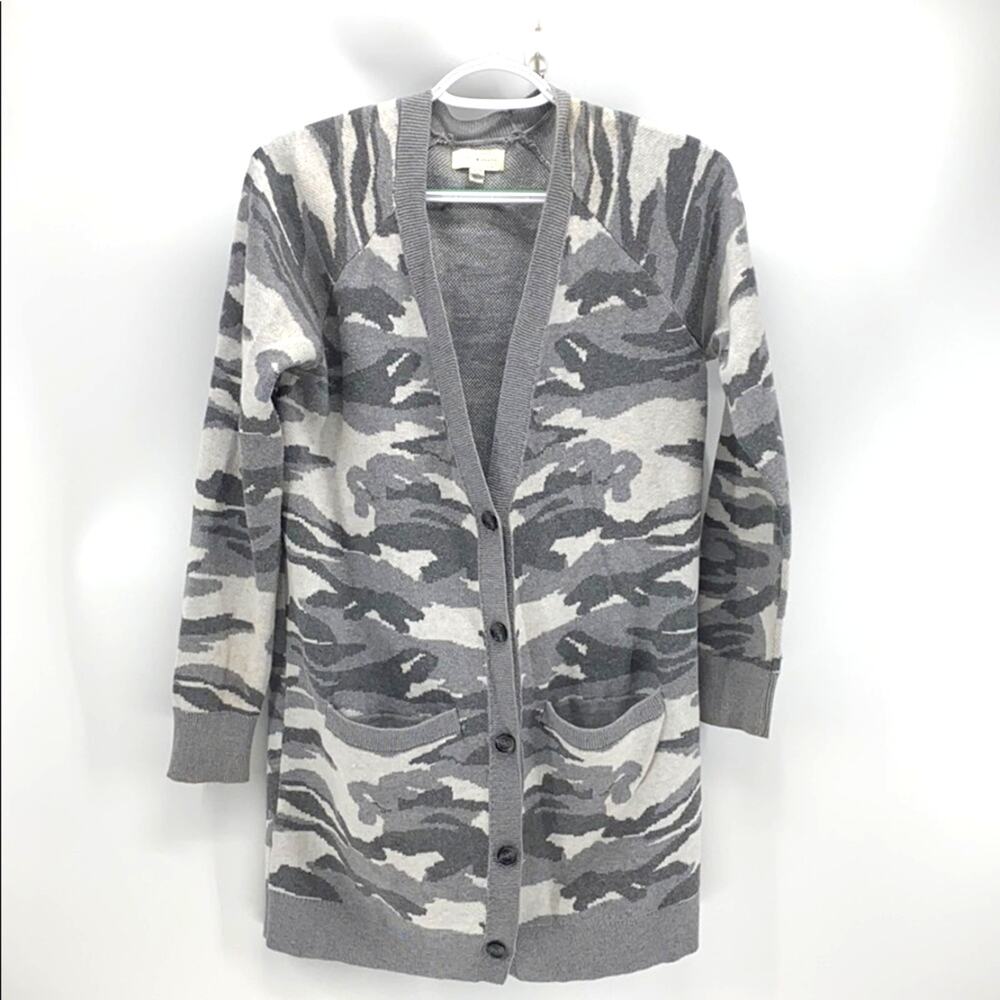 Lucky Brand camouflage grey longline cardigan pockets casual daily size XS